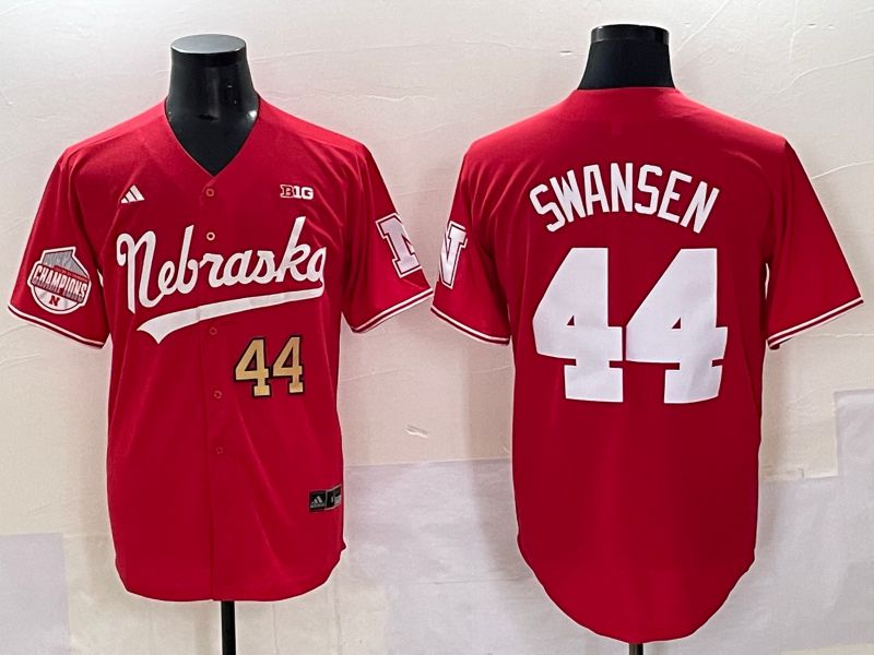 Men Nebraska Cornhuskers #44 Swansen Red 2025 Joint Name NCAA Jersey style 3
